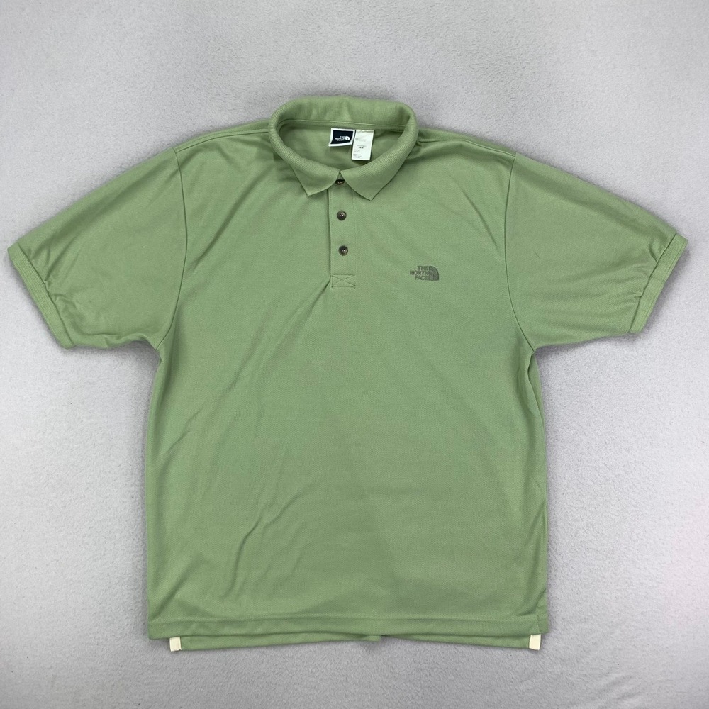 The North Face Polo Shirt Mens M‎ Green Performance Short Sleeve USA Made